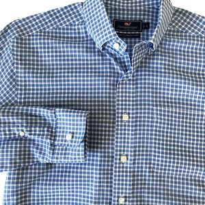 Vineyard Vines Classic Fit Murray Blue White Shirt - Size Small